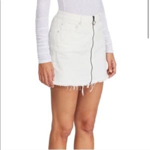 Free People white destroyed denim skirt